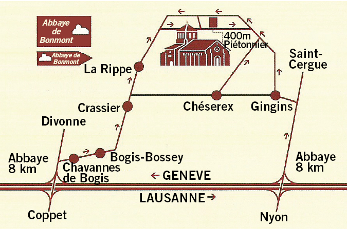 plan d'accès à Bonmont